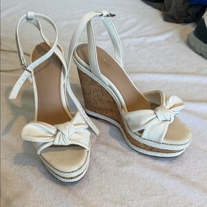 Aldo Cream Wedge Sandals with Knot Accent